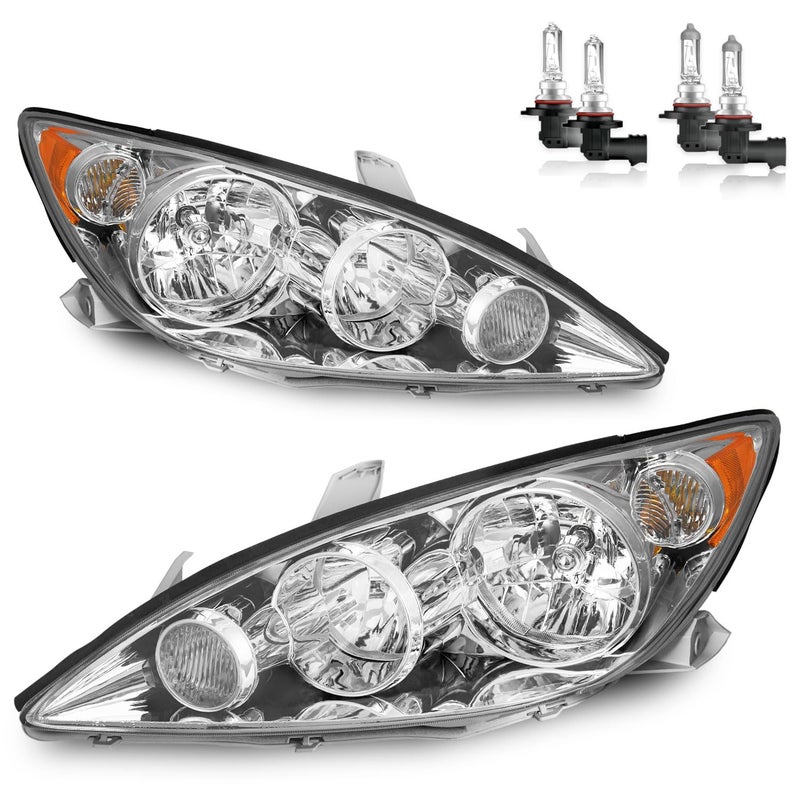 ROADEAL Headlights WBulbs for 2005 2006 Toyota Camry LE XLE Halogen Headlamp Replacement Driver  Passenger Side